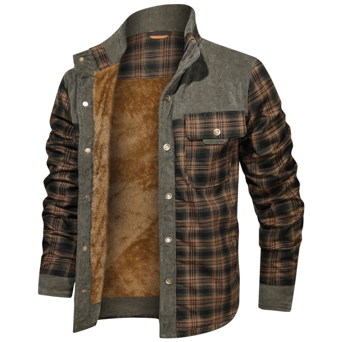 Thick Warm Men’s Plaid Fleece Jacket