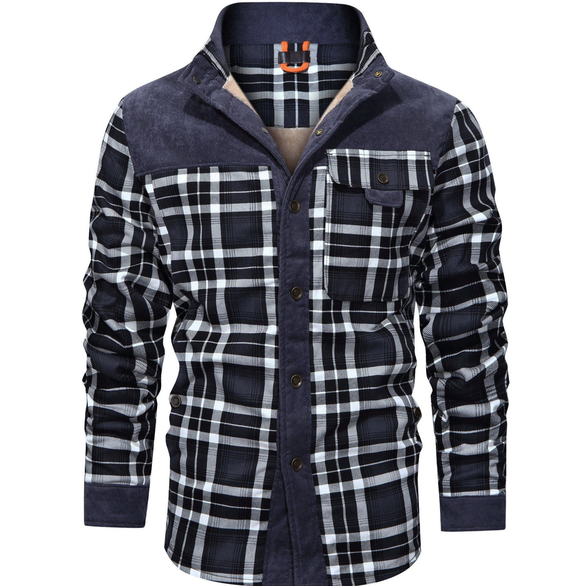 Thick Warm Men’s Plaid Fleece Jacket