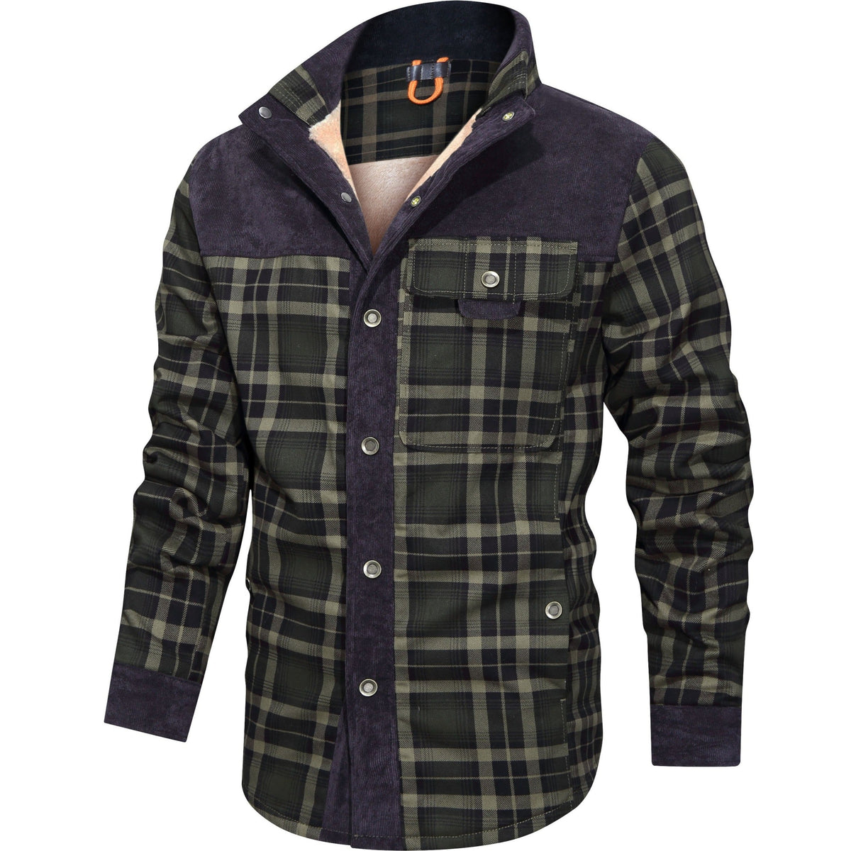 Thick Warm Men’s Plaid Fleece Jacket