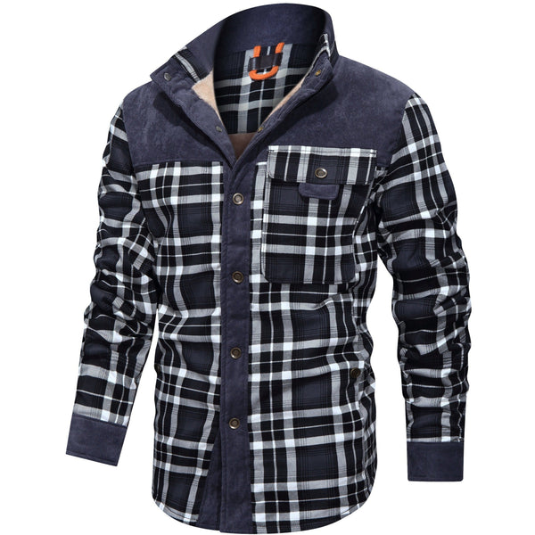 Thick Warm Men’s Plaid Fleece Jacket