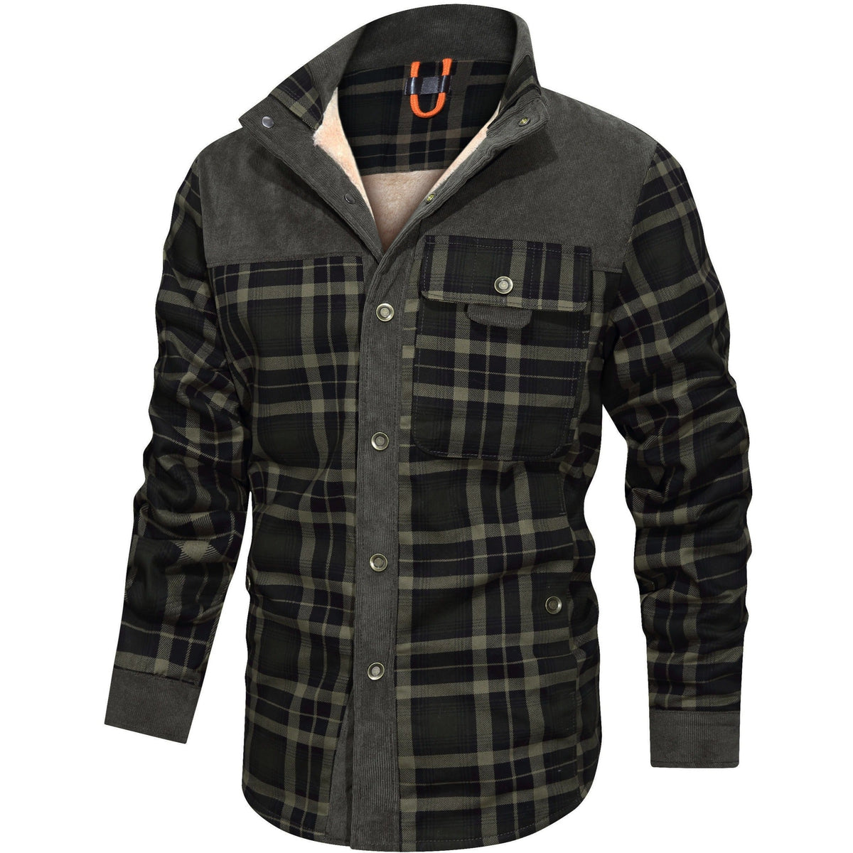 Thick Warm Men’s Plaid Fleece Jacket