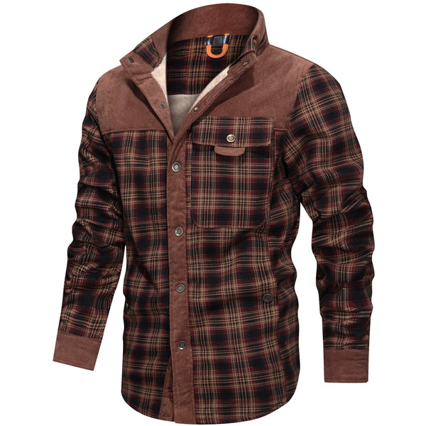 Thick Warm Men’s Plaid Fleece Jacket