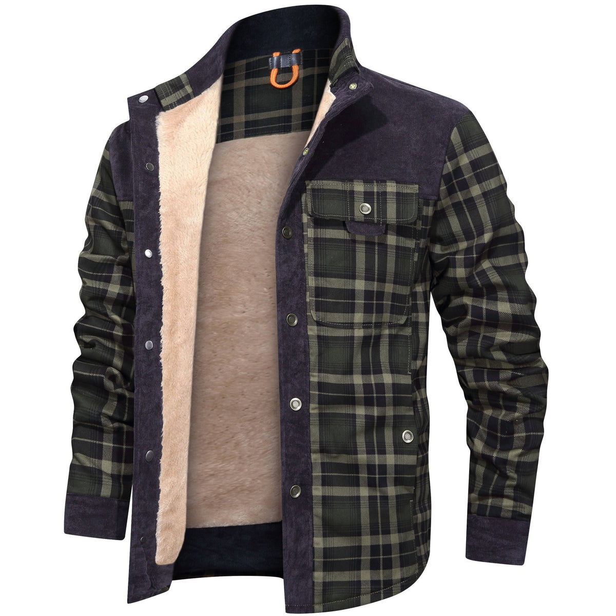 Thick Warm Men’s Plaid Fleece Jacket