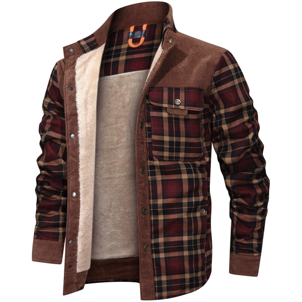 Thick Warm Men’s Plaid Fleece Jacket