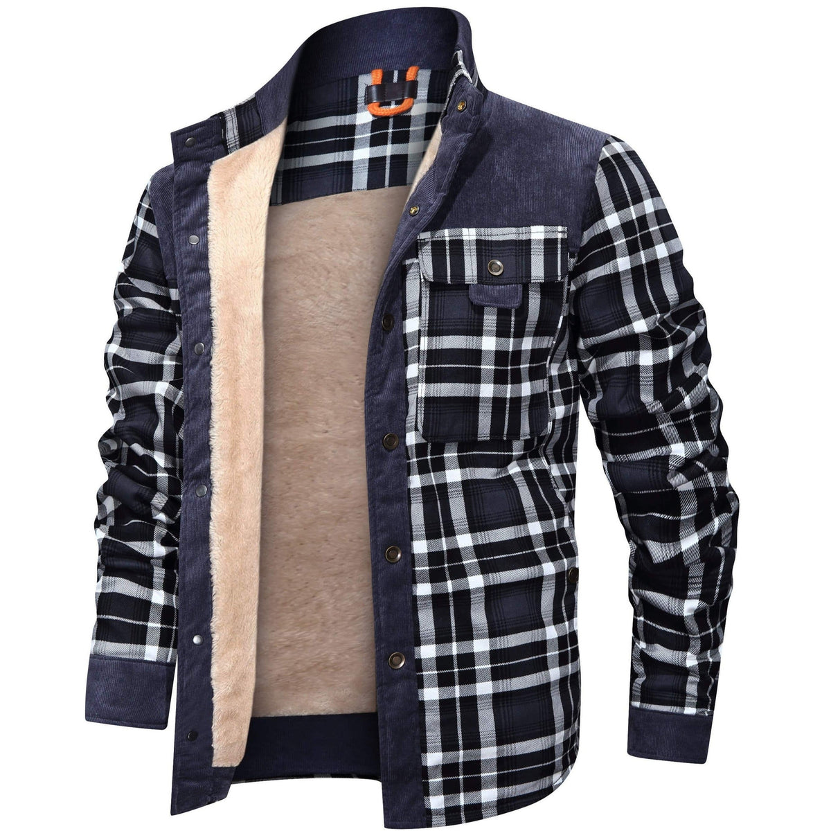 Thick Warm Men’s Plaid Fleece Jacket