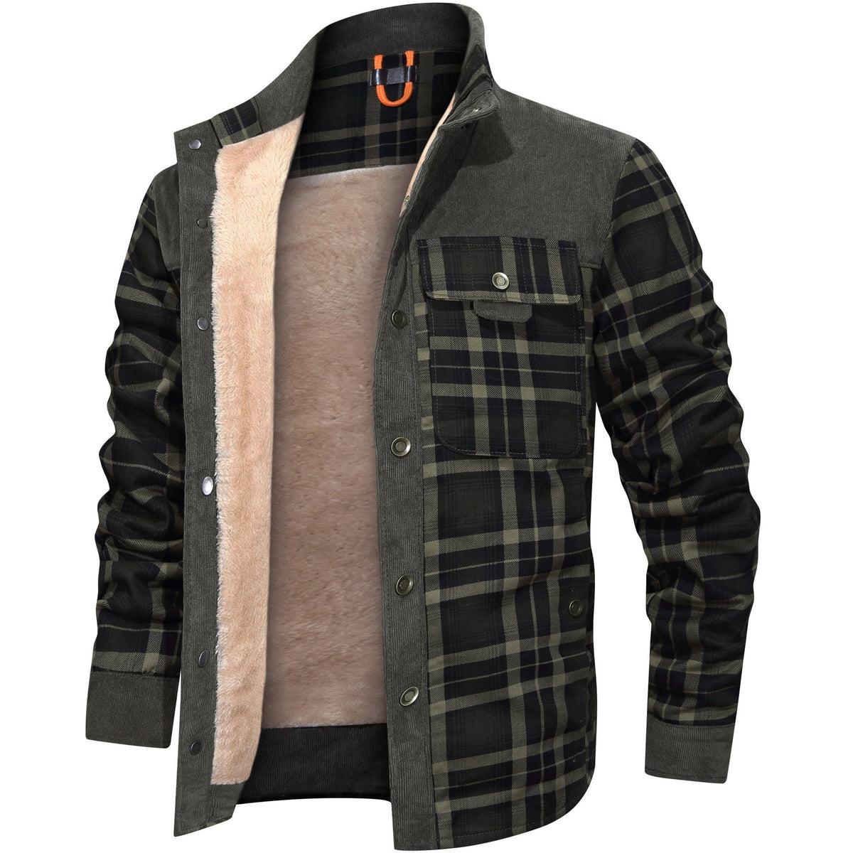 Thick Warm Men’s Plaid Fleece Jacket