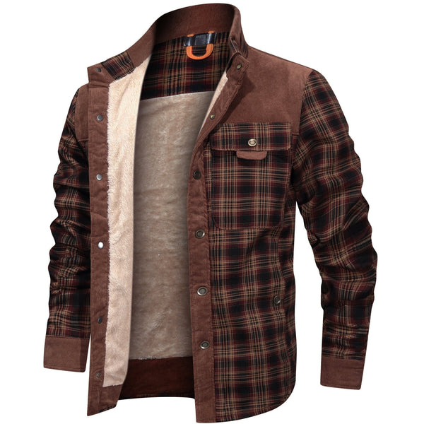 Thick Warm Men’s Plaid Fleece Jacket