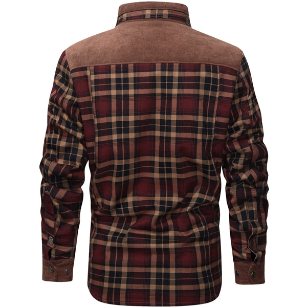 Thick Warm Men’s Plaid Fleece Jacket