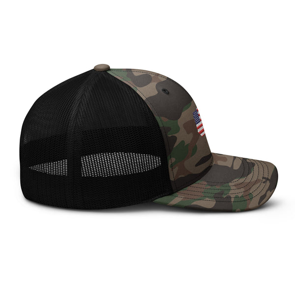 US Flag Camo trucker hat