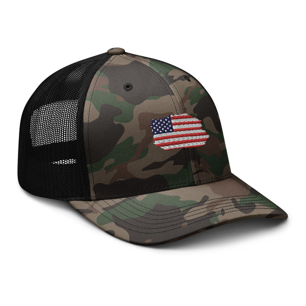 US Flag Camo trucker hat