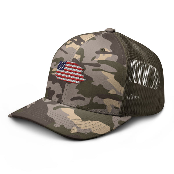 US Flag Camo trucker hat