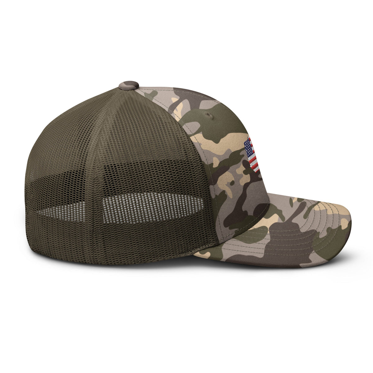 US Flag Camo trucker hat