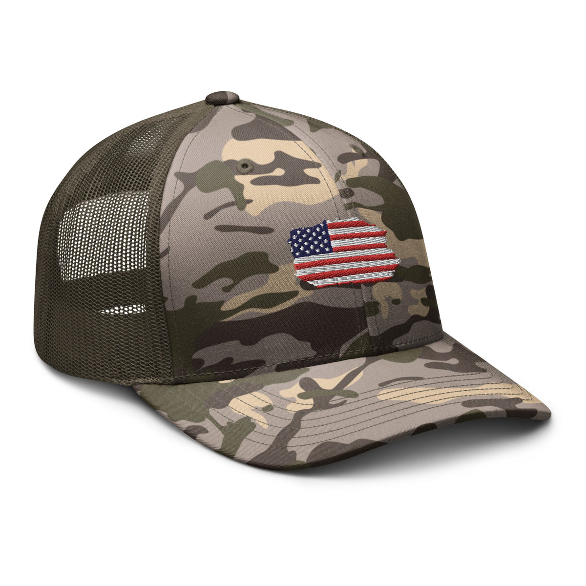 US Flag Camo trucker hat